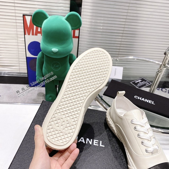 Chanel低幫運動板鞋 香奈兒最新爆炸新品電繡菱格餅乾鞋 dx3197